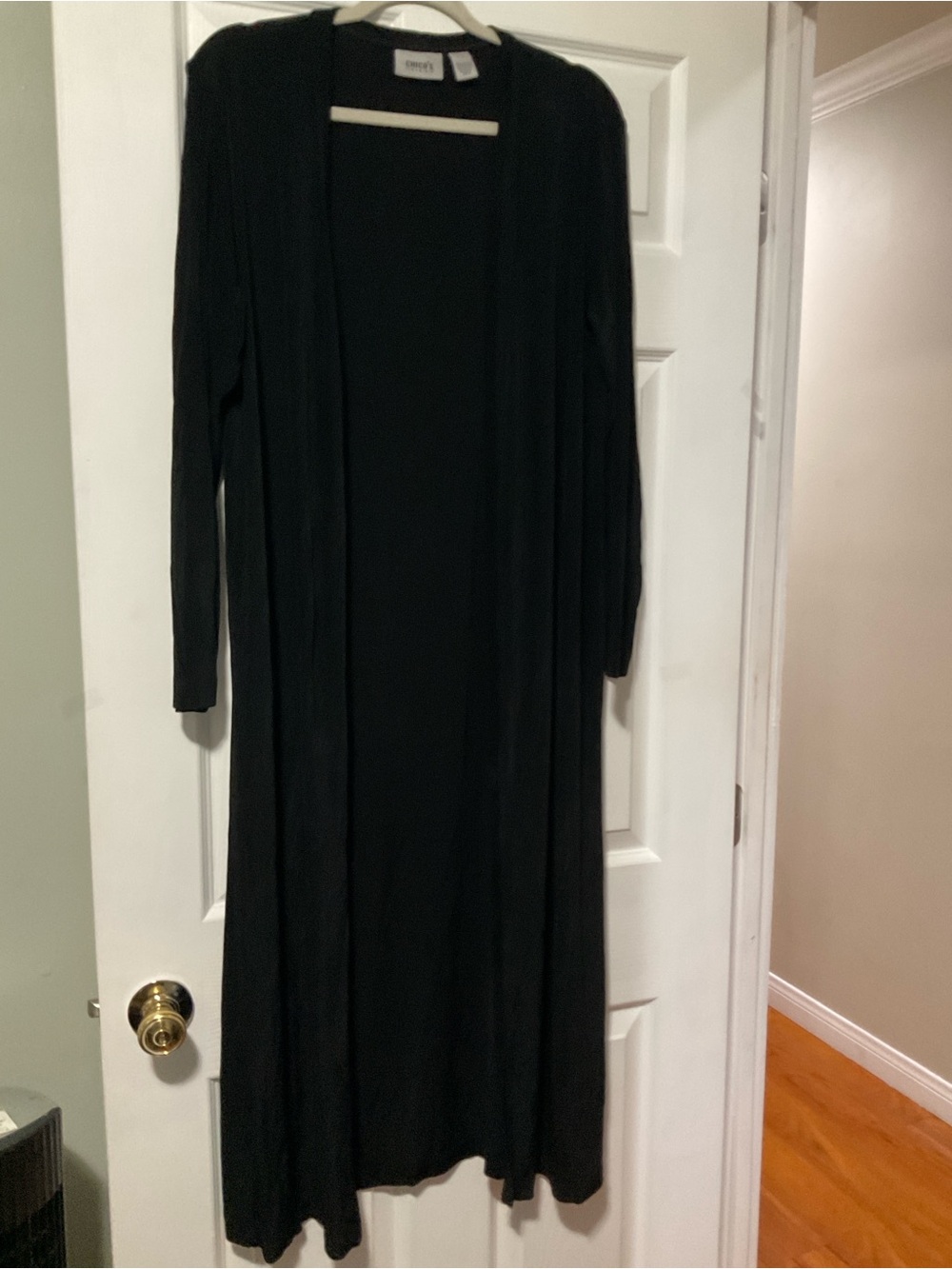 Chico's Black Long-Sleeve Maxi Cardigan Dress